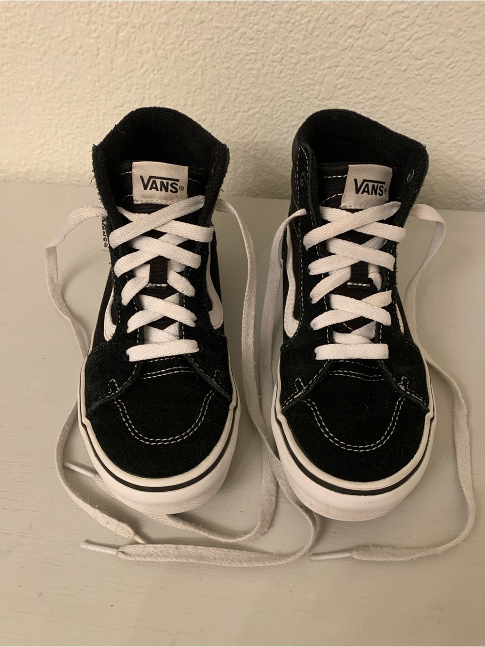 Vans Kids Unisex Black High-Top Skate Sneakers Youth Size 2